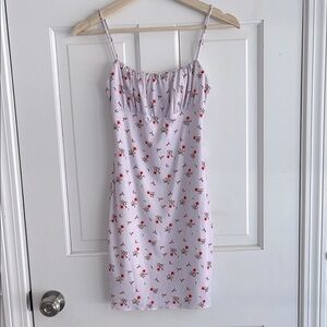 Princess Polly sundress light lavender pink Floral minidress in ribbed 4